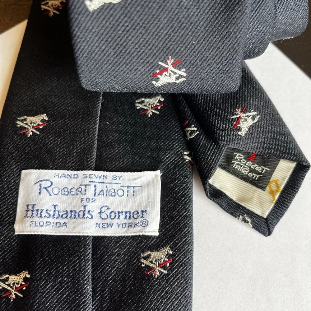 Robert Talbott VTG 60's‎ Equestrian Tie Horse Silk/Poly England Florida Collab